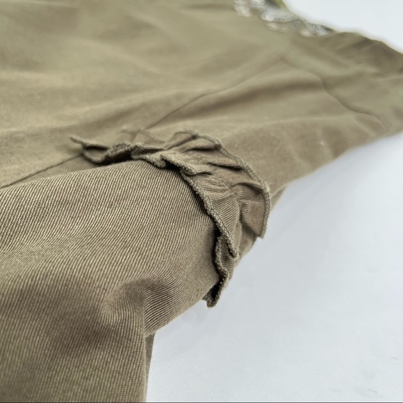 Together Lagenlook Boho Hippie Olive Green Metal Sequin Distressed Ruffled Dress - Picture 8 of 13